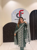 Emerald Green Pure Cotton Printed Suit Set