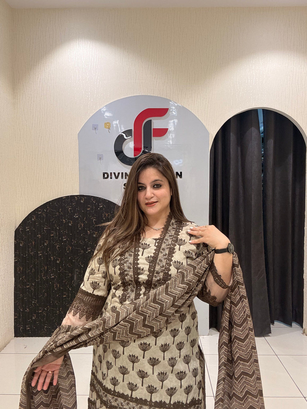 Brown Pure Cotton Printed Suit Set