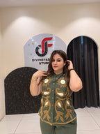 Olive Green Imported Embroidered Coord Set