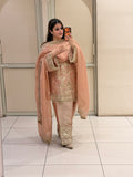 Peach Luxe Embroidered Suit Set (Free Size)