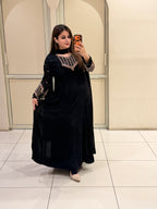 Black Embroidered Georgette Suit Set (M–3XL)