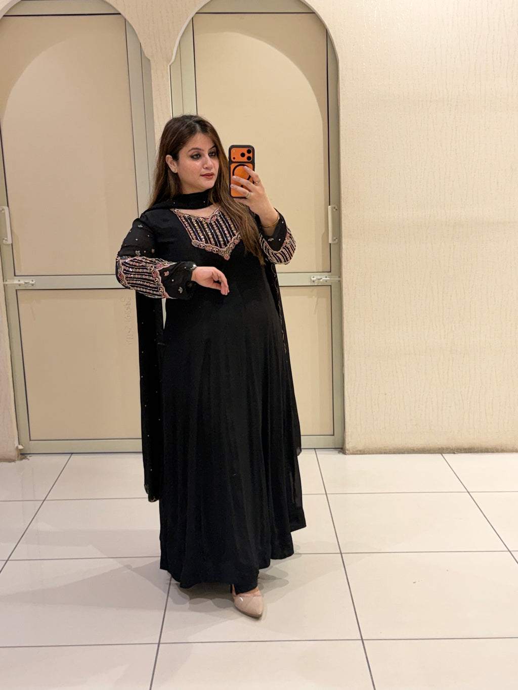 Black Embroidered Georgette Suit Set (M–3XL)