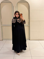 Black Embroidered Georgette Suit Set (M–3XL)