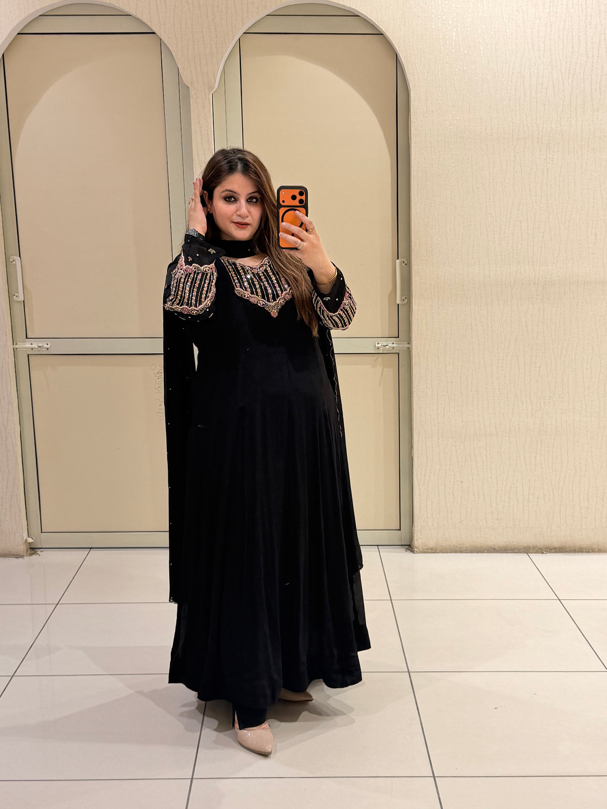 Black Embroidered Georgette Suit Set (M–3XL)