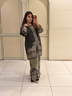 Black Printed Crepe Coord Set (M–XXL)