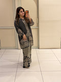 Black Printed Crepe Coord Set (M–XXL)