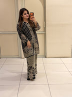 Black Printed Crepe Coord Set (M–XXL)
