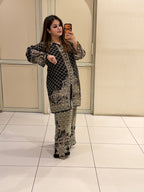 Black Printed Crepe Coord Set (M–XXL)