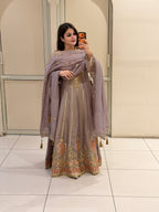 Lavender Premium Embroidered Anarkali Suit (Free Size till XL)