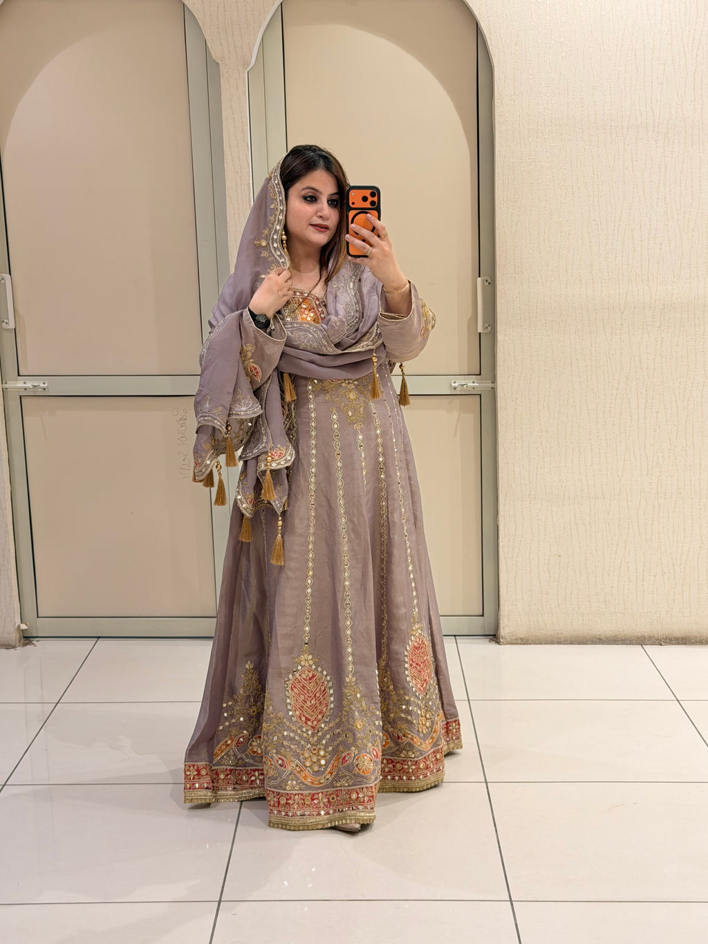 Lavender Premium Embroidered Anarkali Suit (Free Size till XL)