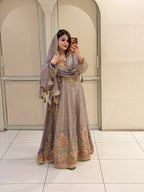 Lavender Premium Embroidered Anarkali Suit (Free Size till XL)