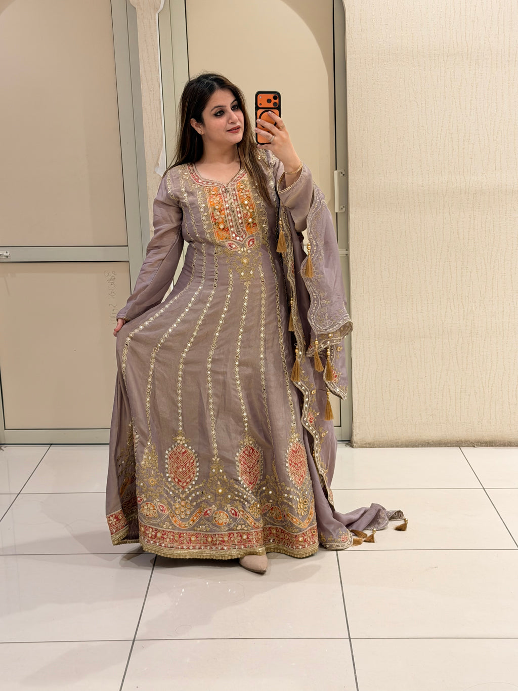 Lavender Premium Embroidered Anarkali Suit (Free Size till XL)