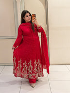 Red Luxe Handwork Embroidered Suit Set (Premium Fabric)