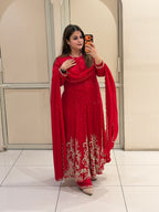 Red Luxe Handwork Embroidered Suit Set (Premium Fabric)