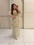 Cream Luxe Embroidered Suit Set (Premium Fabric)
