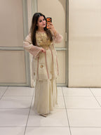 Cream Luxe Embroidered Suit Set (Premium Fabric)