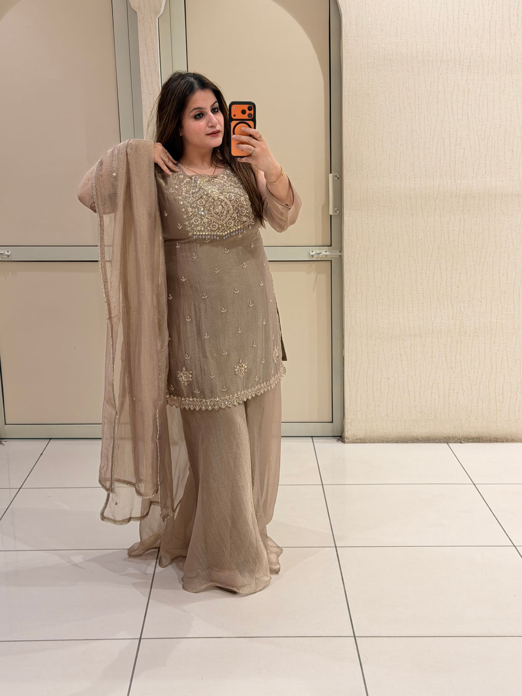 Beige Embroidered Suit Set (M–XXL)