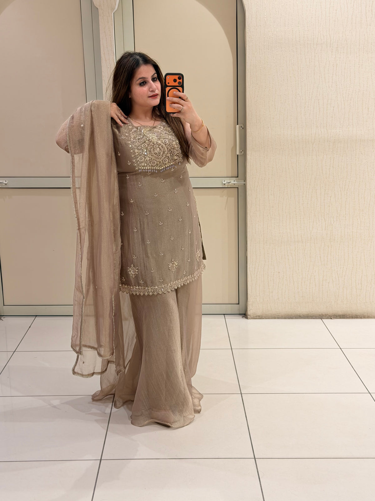 Beige Embroidered Suit Set (M–XXL)
