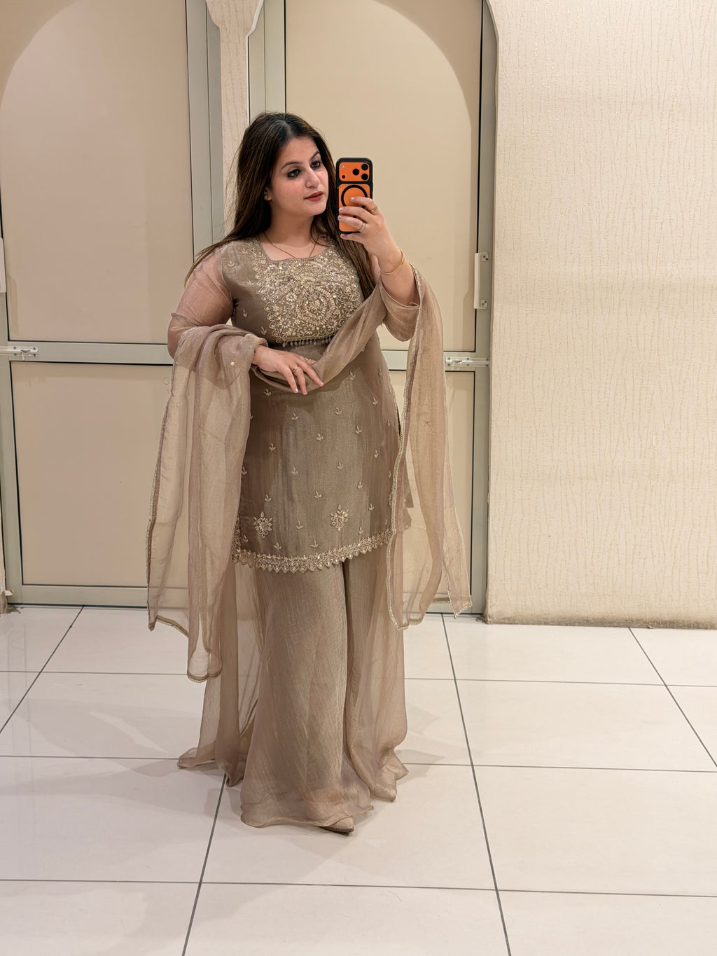 Beige Embroidered Suit Set (M–XXL)