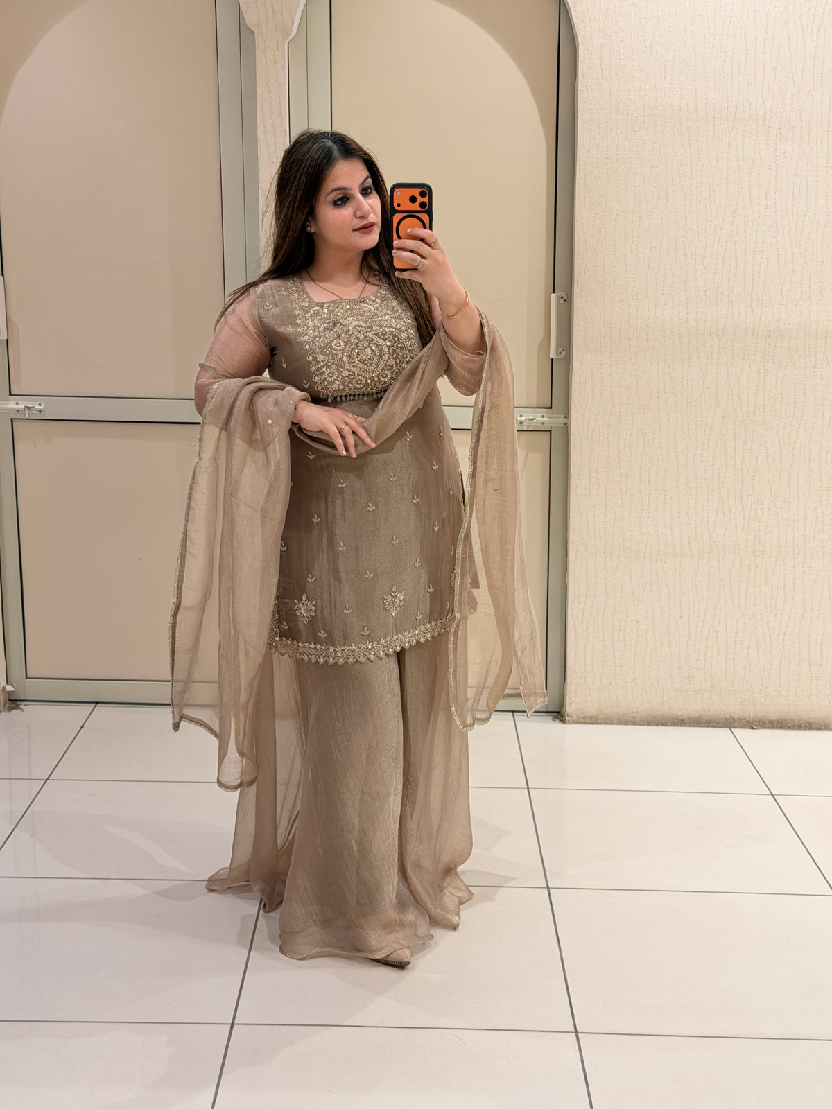 Beige Embroidered Suit Set (M–XXL)