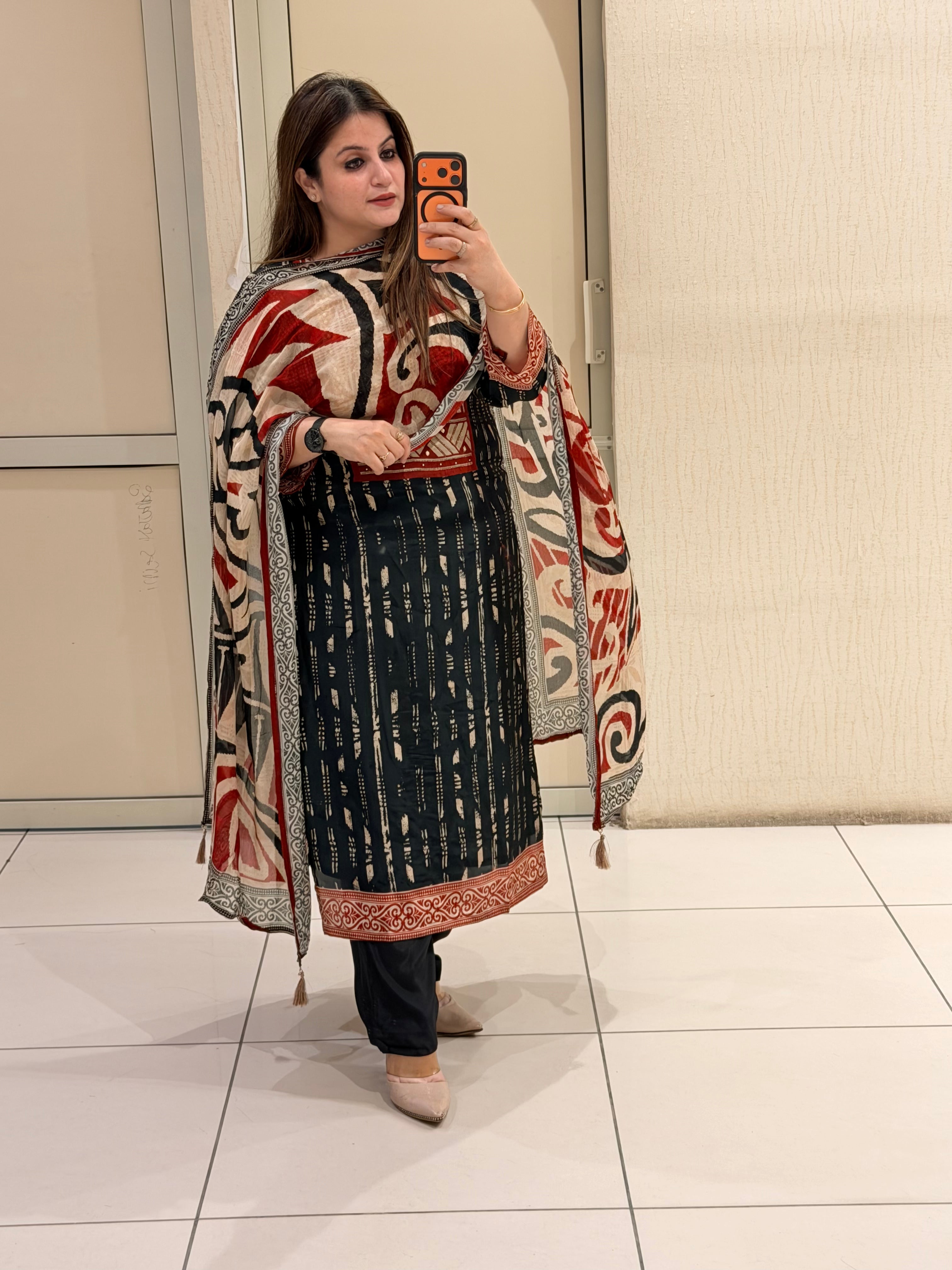Multicolor Printed Crepe Suit Set (M–XXL)