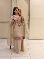 Beige Embroidered Cotton Suit Set (M–XXL)