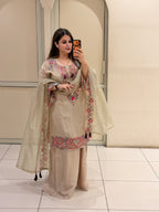Beige Embroidered Cotton Suit Set (M–XXL)
