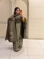 Olive Brown Silk Unstitched Suit