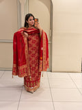 Red Badni Unstitched Suit (Traditional Weave)