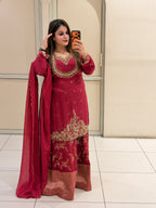 Red Silk Handwork Luxe Dress (Premium Article)