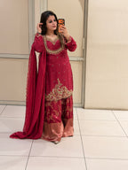 Red Silk Handwork Luxe Dress (Premium Article)