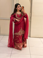 Red Silk Handwork Luxe Dress (Premium Article)