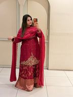 Red Silk Handwork Luxe Dress (Premium Article)