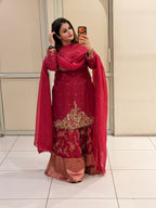 Red Silk Handwork Luxe Dress (Premium Article)