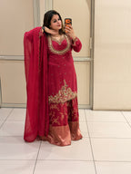 Red Silk Handwork Luxe Dress (Premium Article)