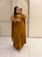 Mustard Georgette Embroidered Suit Set (M–3XL)