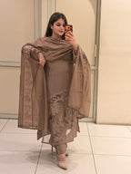 Taupe Embroidered Suit Set (M–XXL)