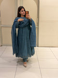 Blue Embroidered Suit Set (M–XXL)