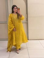 Yellow Embroidered Suit Set (M–XXL)