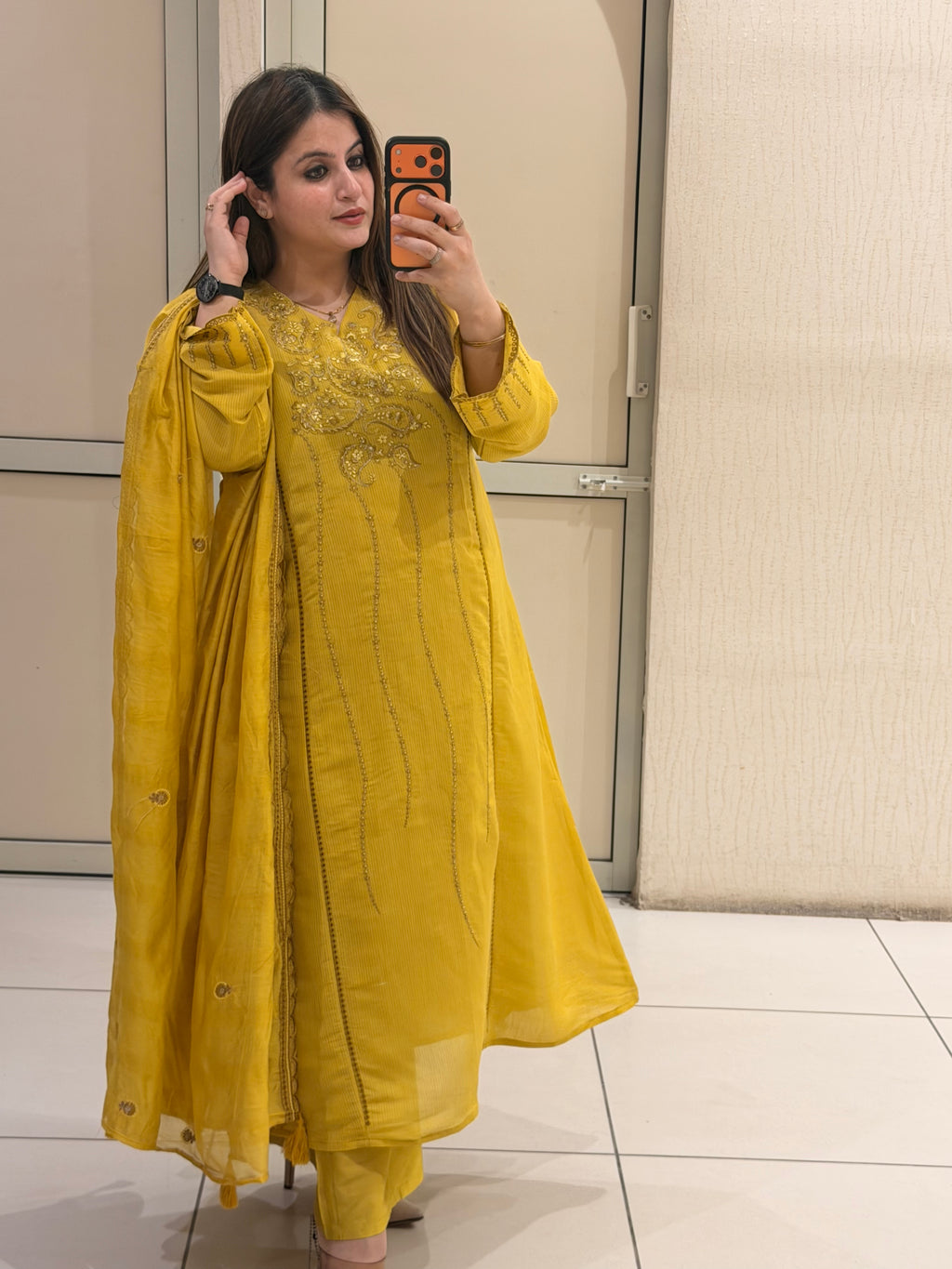 Yellow Embroidered Suit Set (M–XXL)