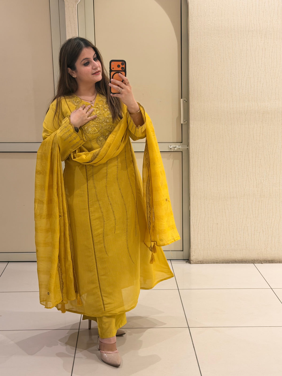 Yellow Embroidered Suit Set (M–XXL)