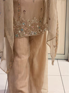 Beige Crush Tissue Embroidered Suit Set (M–XXL)