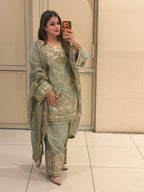 Mint Green Luxe Farsi Salwar Suit (Premium Fabric)