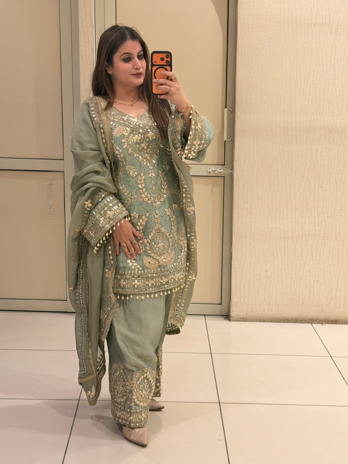 Mint Green Luxe Farsi Salwar Suit (Premium Fabric)