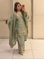 Mint Green Luxe Farsi Salwar Suit (Premium Fabric)