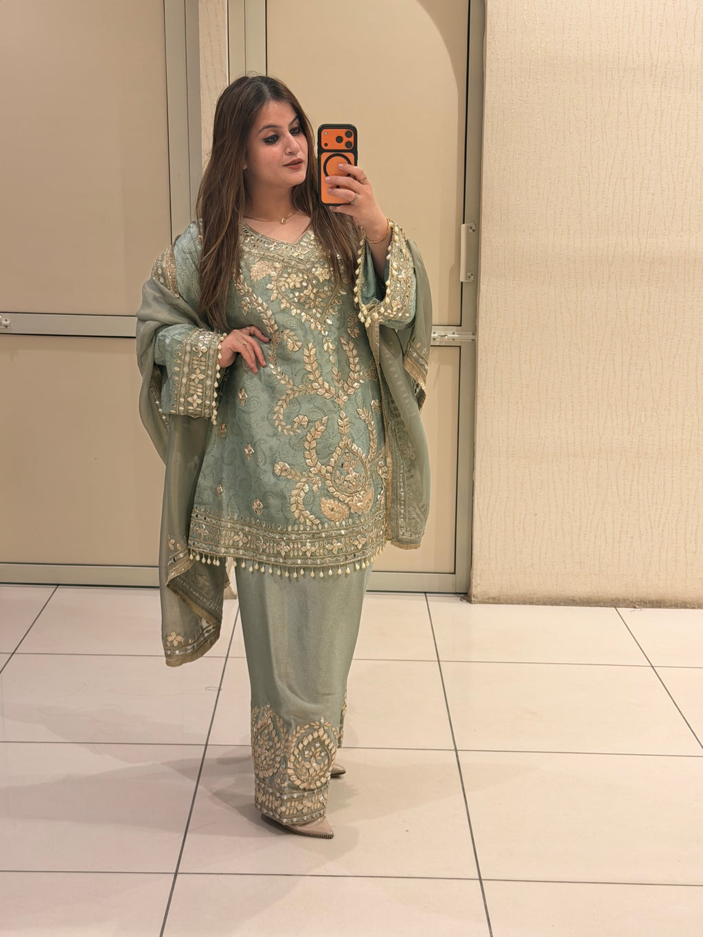 Mint Green Luxe Farsi Salwar Suit (Premium Fabric)