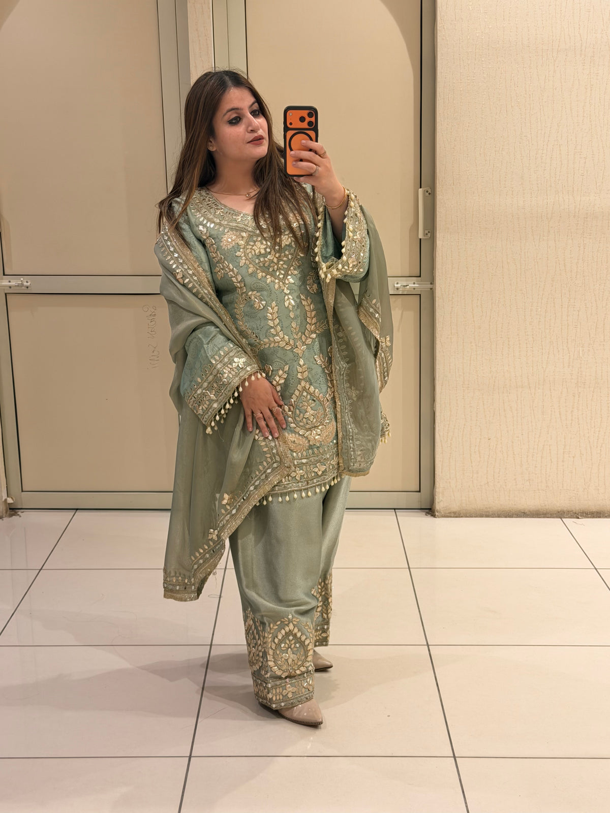 Mint Green Luxe Farsi Salwar Suit (Premium Fabric)