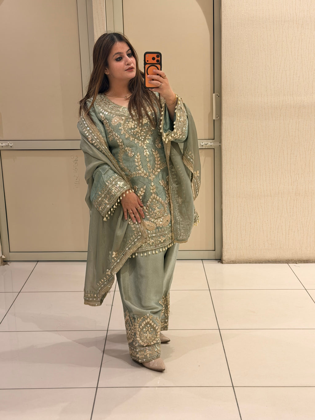 Mint Green Luxe Farsi Salwar Suit (Premium Fabric)