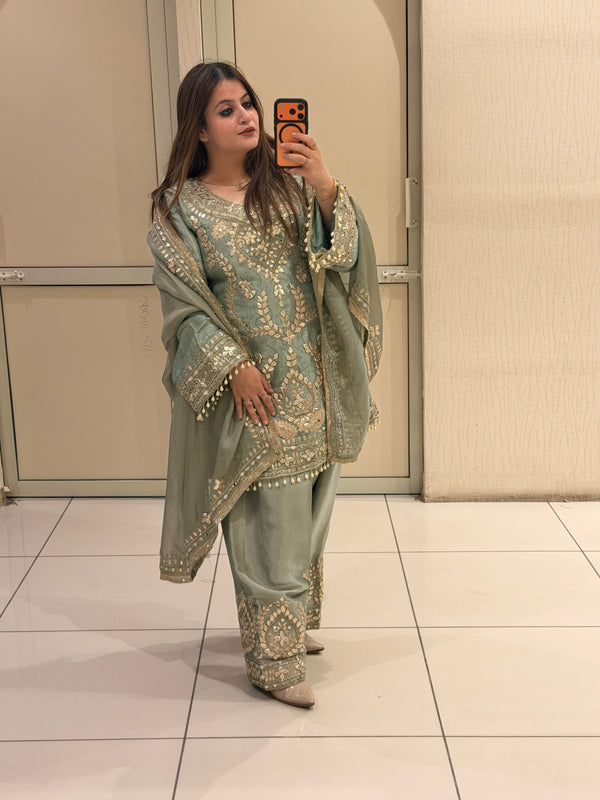 Mint Green Luxe Farsi Salwar Suit (Premium Fabric)