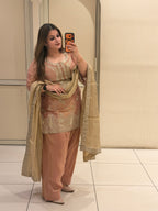 Peach Luxe Farsi Salwar Suit (Premium Fabric)